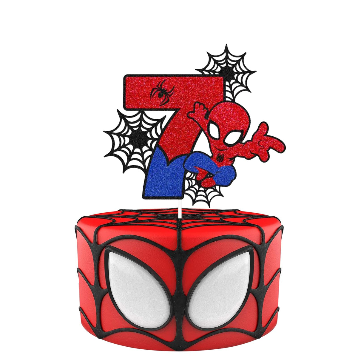 7st Birthday Spidermen Cake Toppers,Personalised Happy 7st Birthday Cake Toppers for Kids,Boy,Girl,Spider Cake Toppers Birthday Cake Decorations for Children Birthday Party Supplies