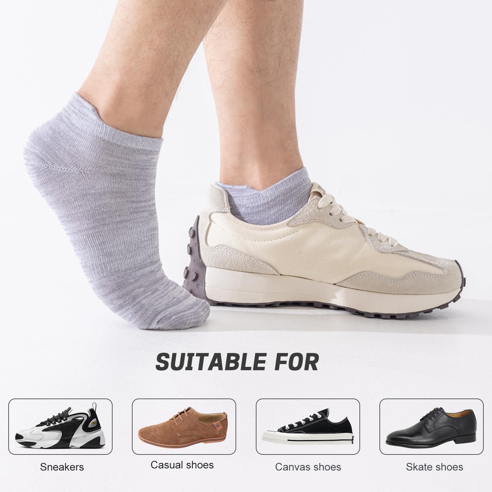 Niorasen Bamboo Trainer Socks for Men and Women 6 Pairs Ankle Sports Summer Socks Anti Blister Running Athletic Breathable Socks Low Cut Walking Short Socks