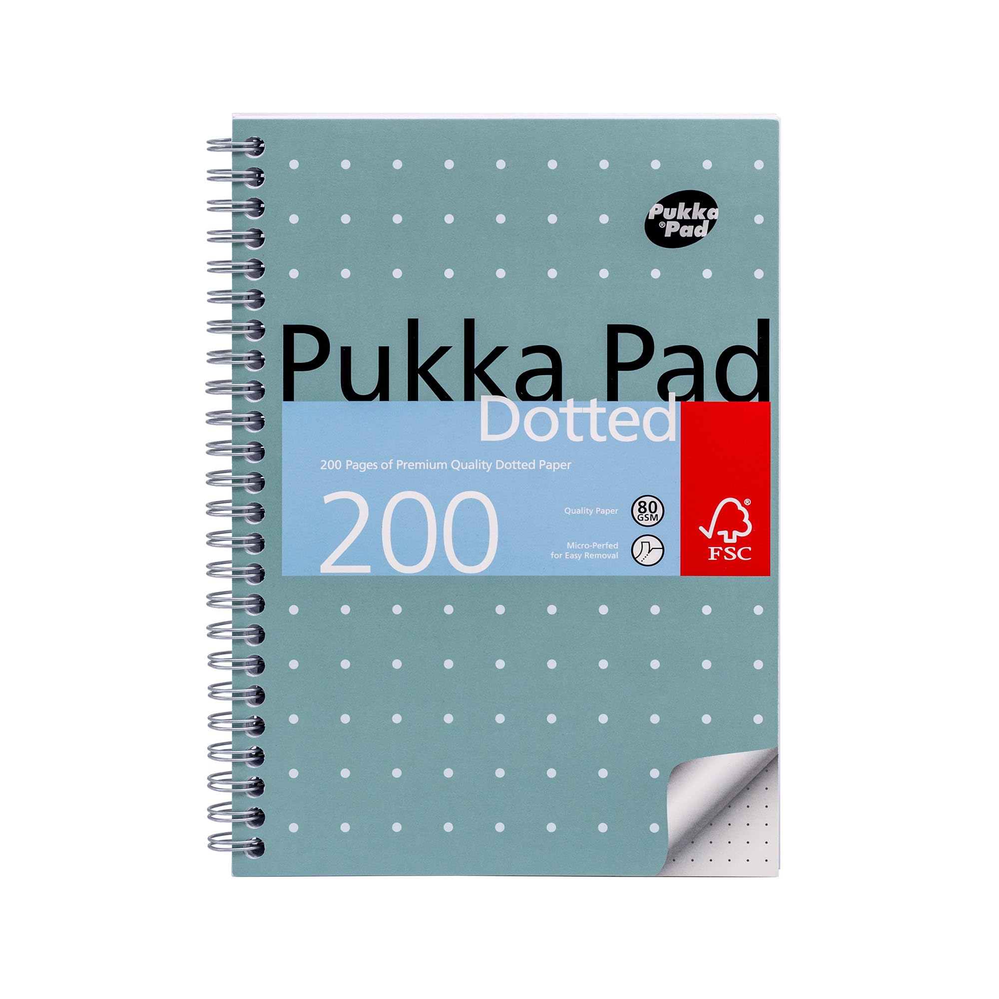 Pukka Pad, A5 Dotted Metallic Jotta Book for Graphing, Art, Bullet Journaling – 3 Pack – 21 x 14.8cm – Wirebound Notebook with 80GSM Paper – 4-Hole Margins and Perforation - 200 Pages, Grey