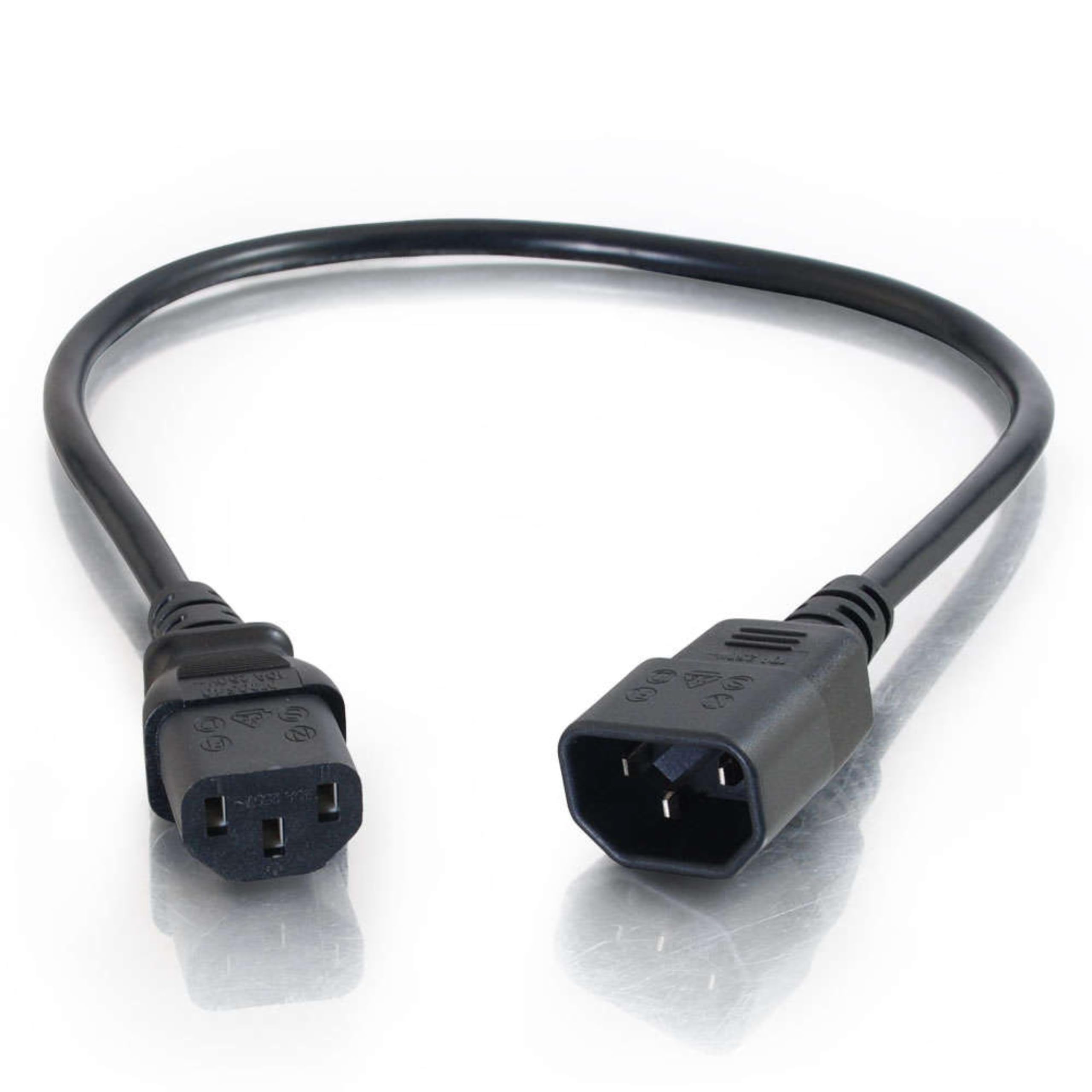 C2G 0.5 Metre 18 AWG Computer Extension Cord (IEC320C13 to IEC320C14) 1.5 Foot Kettle Lead/Power Cable, Black