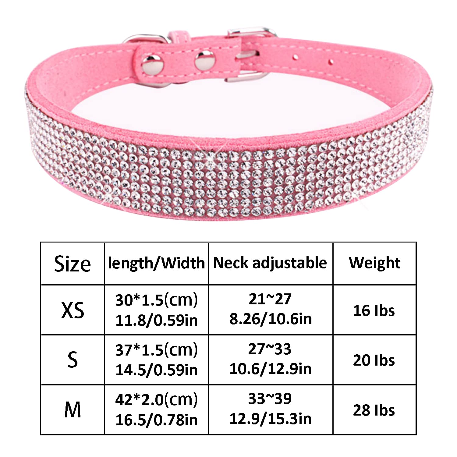 TSKDKIT Puppy Collar for Cat Small Dog Collar Cute Rhinestone Pet Collar Sparkling Cat Collar Soft Leather Pet Collar(S Pink)