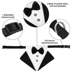 KroY PecoeD Formal Dog Tuxedo Bandana Dog Wedding Bandana Dog Collar with Bow Tie and Neck Tie Designs, Adjustable ormal Tux Dog Bowtie Adjustable Neckerchief for Small Medium Dogs(M)