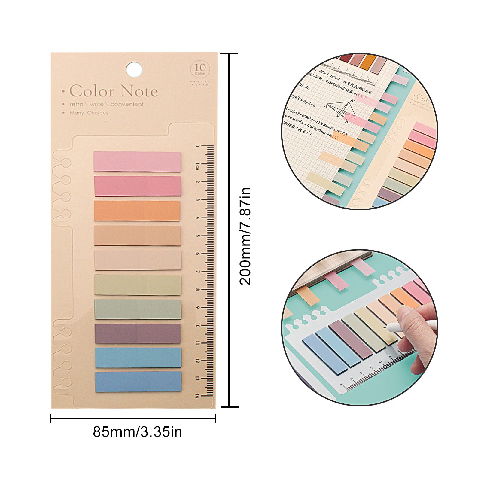 800PCS Sticky Tabs, Transparent Sticky Notes Flags Pastel Book Tabs Annotation Tabs Morandi Page Markers Clear Index Tabs with Ruler Translucent Index Stickers for Books Page Bookmarks Office Supplies