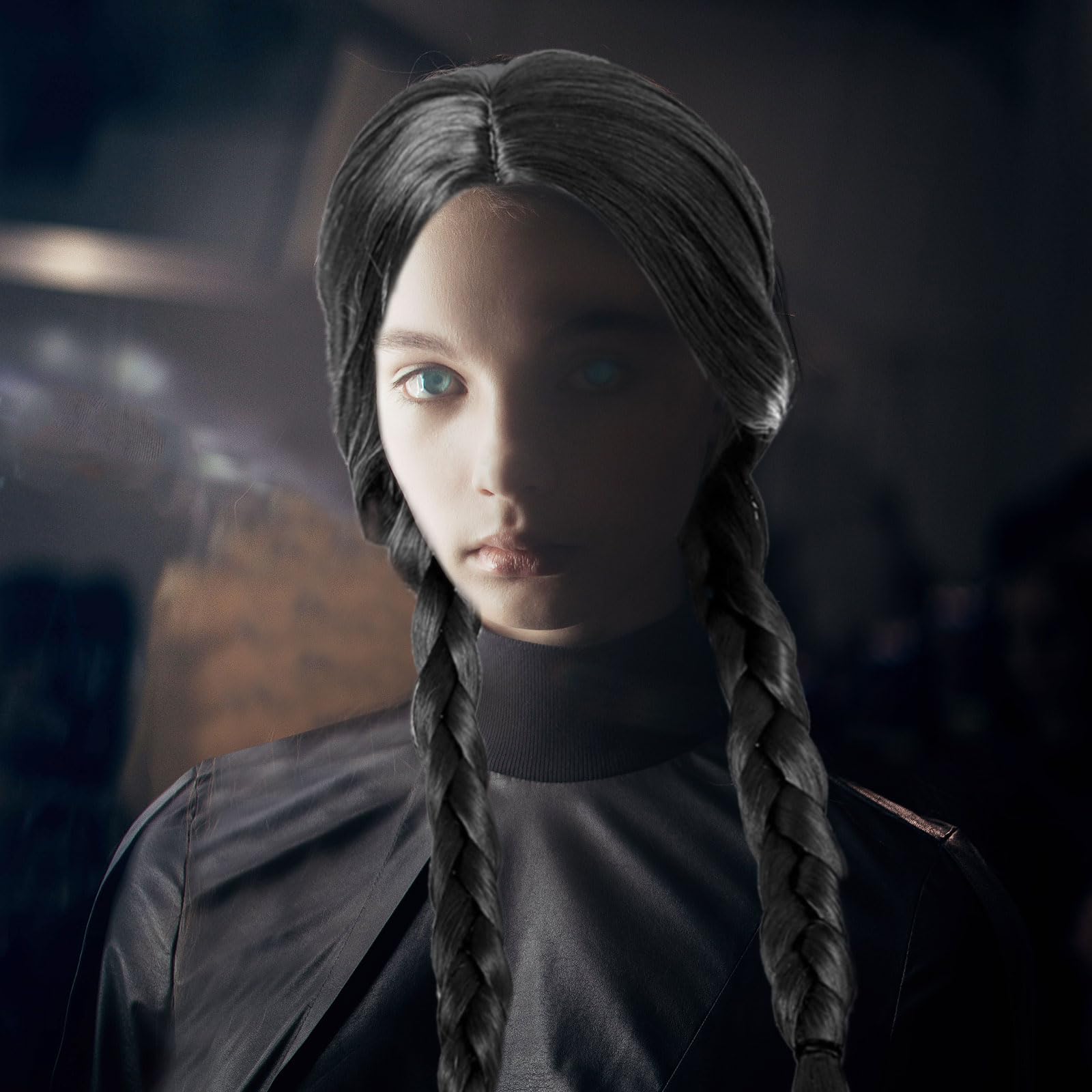 SKHAOVS Long Black Braids Wig Cosplay,Black Plaited Wig for Women Girls, Wig,Long Braids Synthetic Wigs with Breathable Mesh Cap, Birthday, Hallween, Christmas (black)