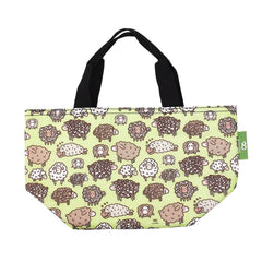 ECO CHIC Lightweight Foldable Insulated Lunch Bag Water Resistant Cooler Bag (Cute Sheep Green)