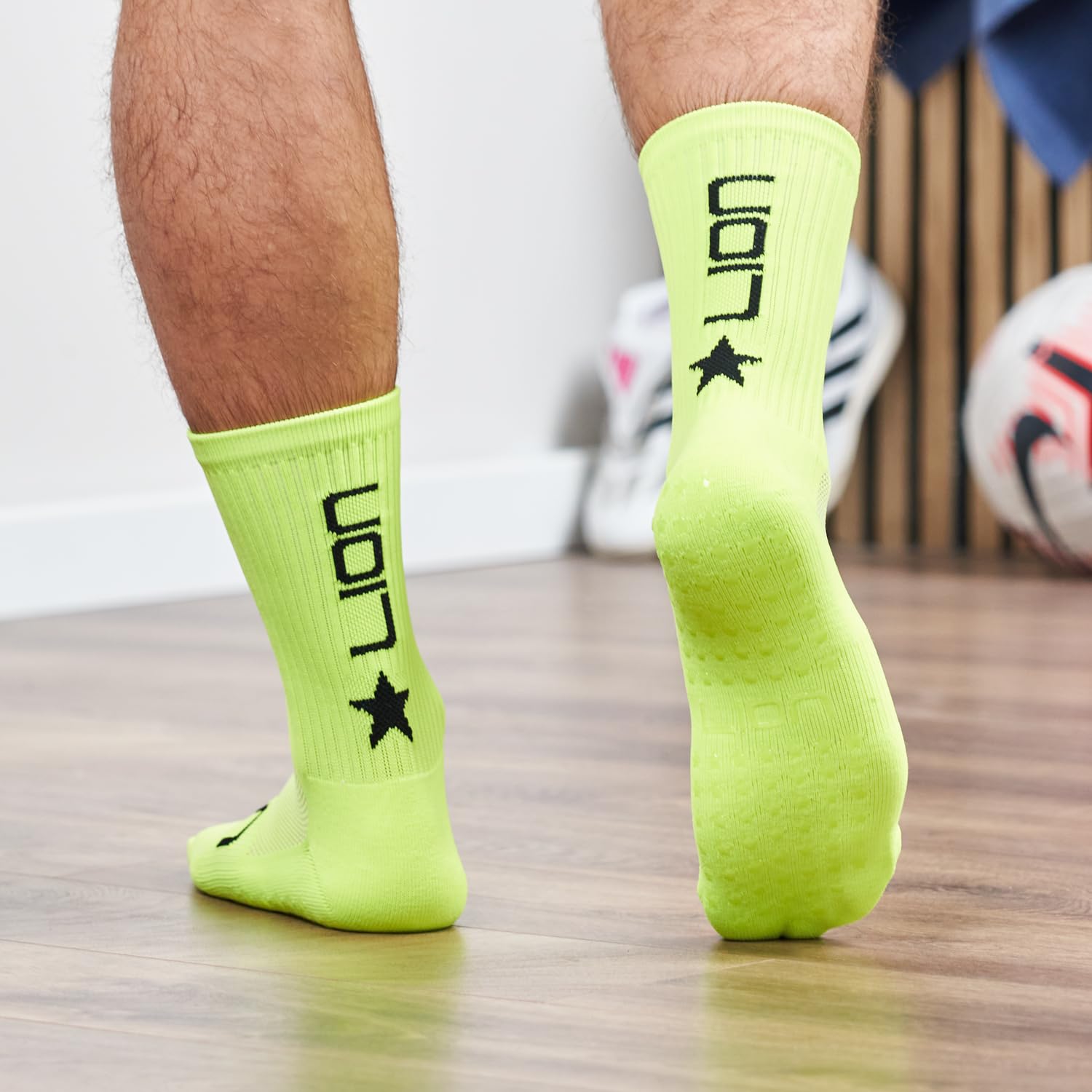 LION SPORTSWEAR Football Grip Socks For Men/Women/Kids - Variety Of Colours To Match Your Team Kit & Sleeve Socks (UK, Alpha, S, Neon Yellow)