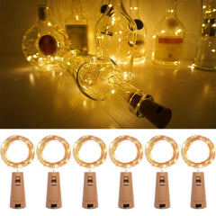 Probuk 6 Pack Bottle Lights 2M 20 LEDs Warm White Cork Lights for Bottles, Bottle Fairy Lights, Battery Operated LED String Lights for DIY Bedrooms, Valentine's Day,Christmas, Parties, Wedding,Gift