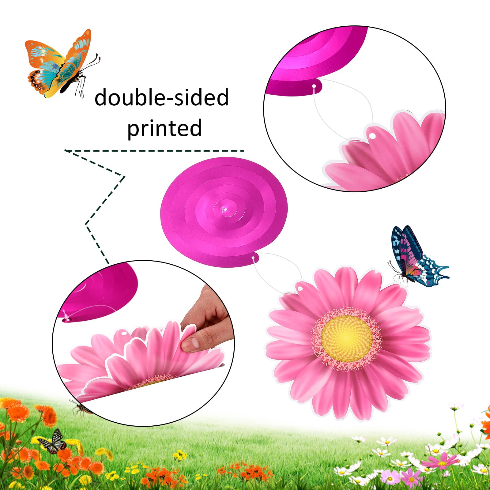 30 Pcs Flowers Butterfly Hanging Swirl Decorations, Spring Summer Sunflower Baby Shower Decor for Women Kids Birthday Easter Party Baby Shower Mother's Day Wedding Supplies (Flower and Butterfly)