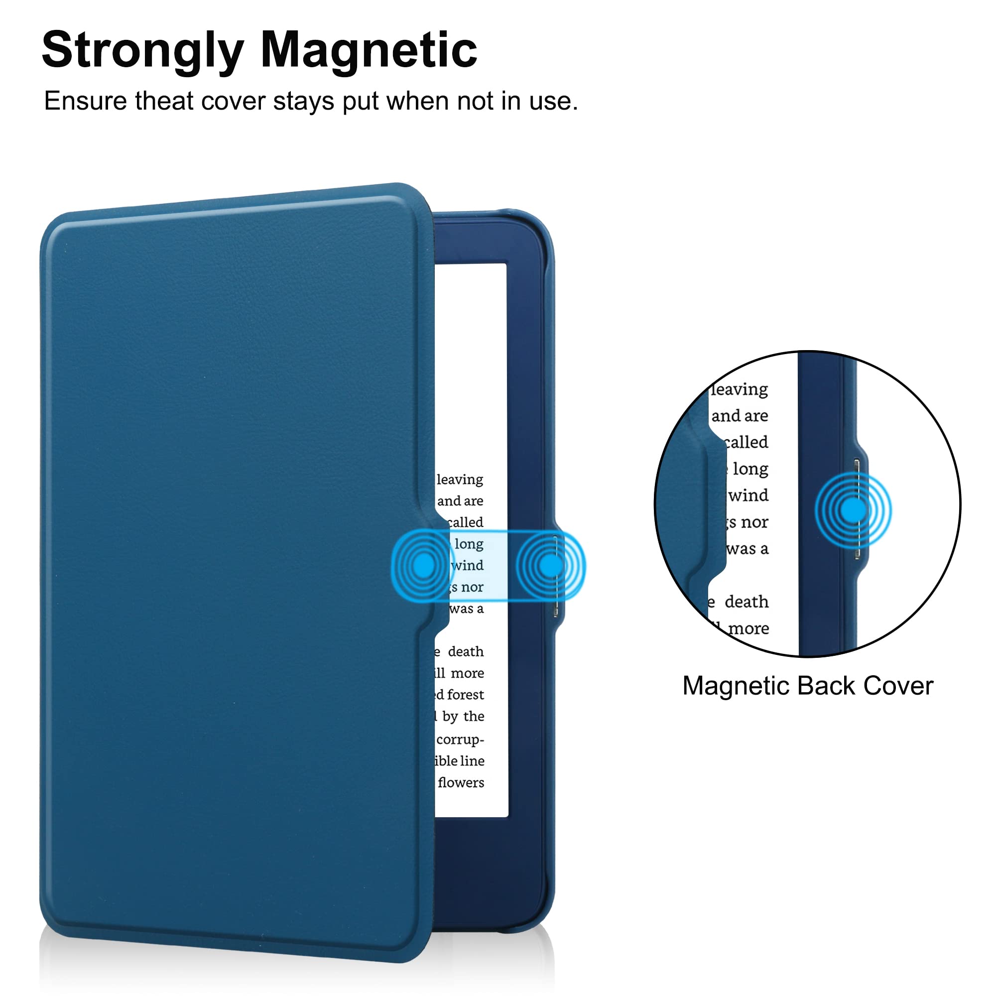 HGWALP Case for 6 inches All-New Kindle 11th Generation 2022 Release Only, Folio Ultra Slim PU Leather Cover with Auto Sleep and Wake, Protective Case for Kindle 2022-Navy