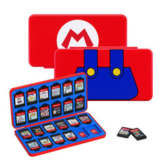 Switch Game Case Compatible with Nintendo Switch/OLED/Lite, 24 Slots Switch Game Cartridge Holder, Portable Switch Card Storage Case with 24 Slots for Switch Games and Micro SD Cards, Mario Overall