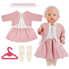 Aolso Baby Doll Clothes for 14-18 Inch Inch Doll 35-45 cm Baby Doll, New Doll Clothes Outfits, Pink Dress with 1 Coat hanger, New Born Baby Dolls Girls Birthday