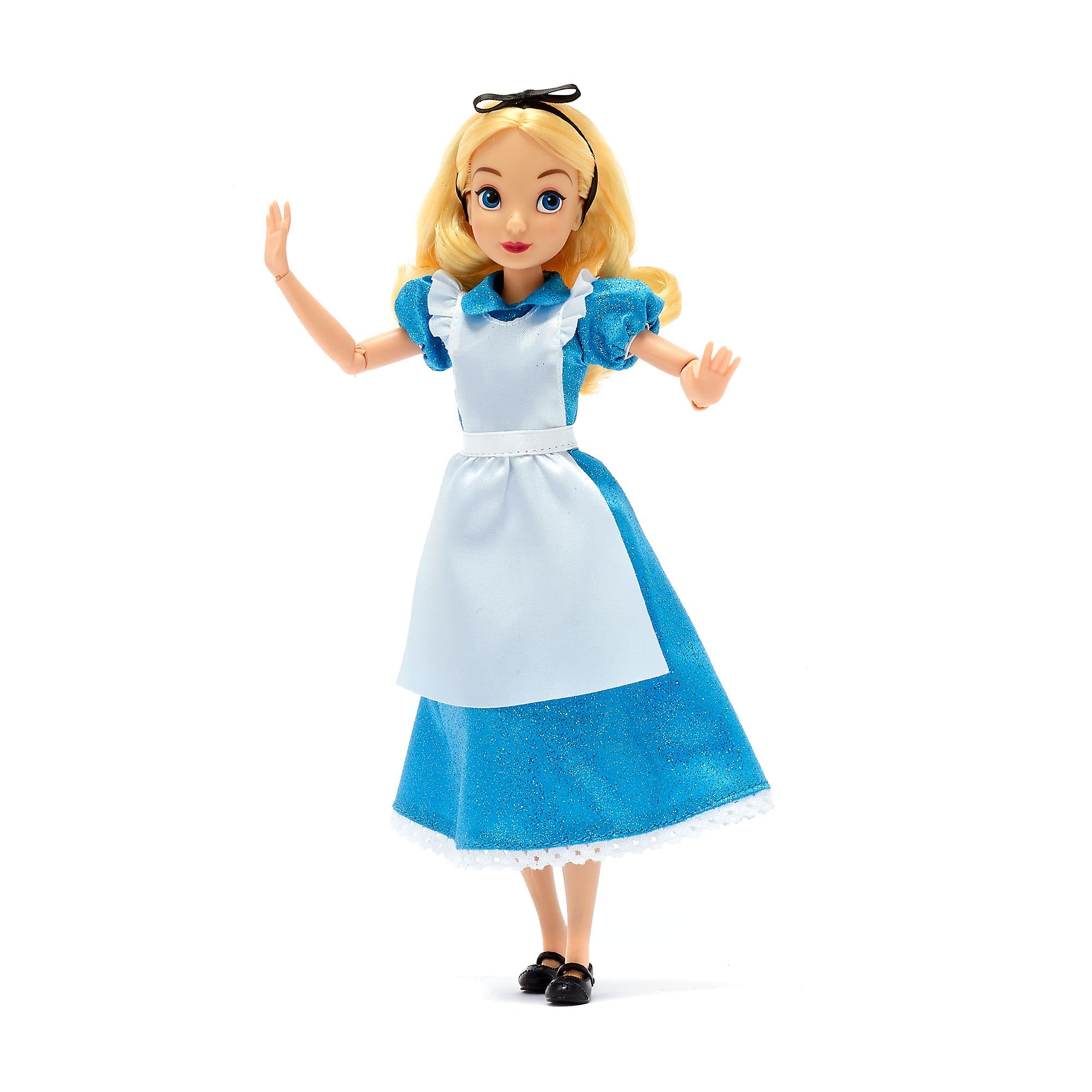 Disney Store Official Alice in Wonderland Classic Doll for Kids, 30cm/11”, Includes Brush, Fully Poseable Toy in Satin Dress and Pinafore - Suitable for Ages 3and