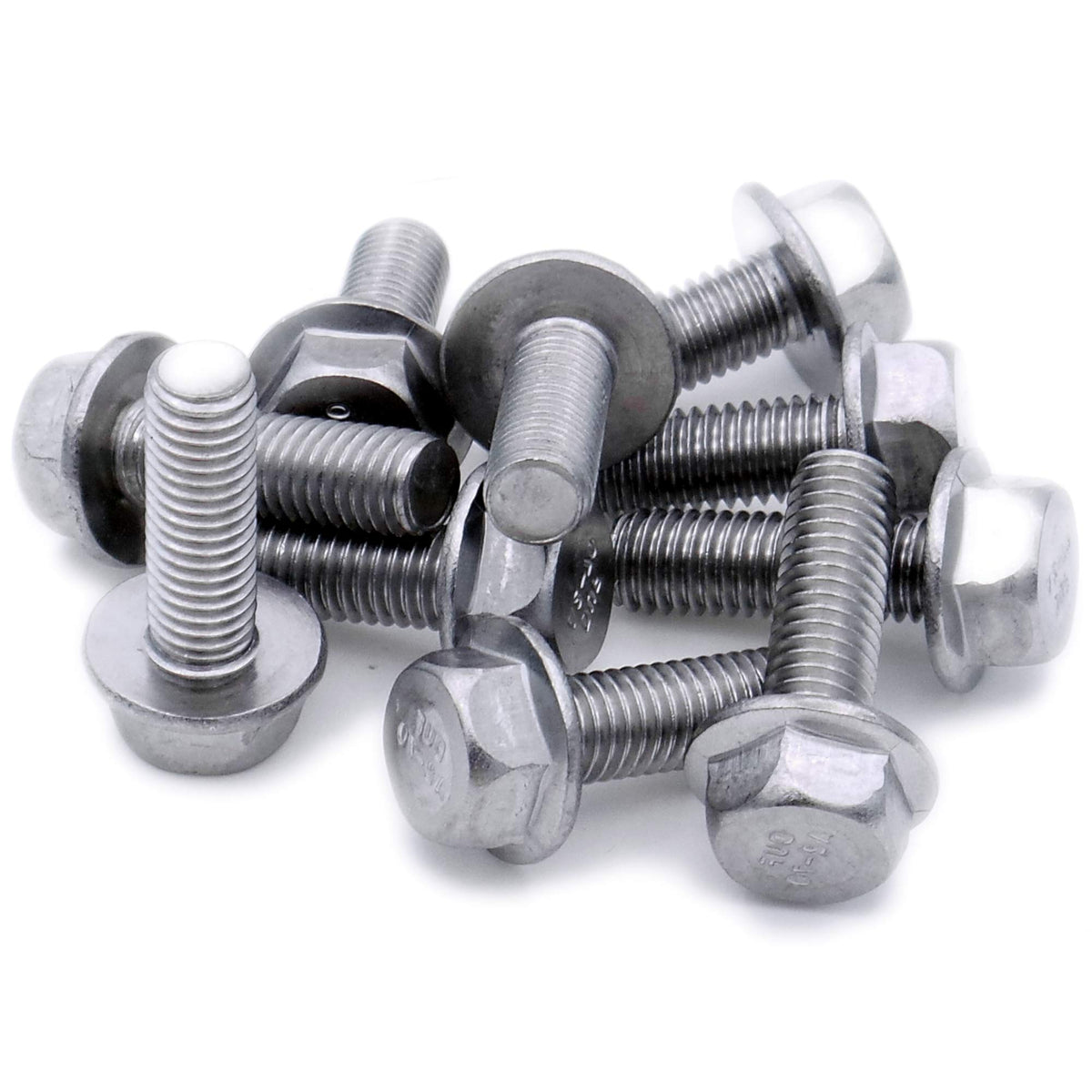 M6 (6mm x 25mm) Flanged Hex Bolt (Fully Threaded Setscrew) - Stainless Steel (A2) (Pack of 10)