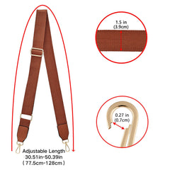 Women Wide Shoulder Bags Strap,Adjustable Replacement Belt Bag Strap with Leather Gold Hooks Canvas Purse Straps Messenger Bag Changeable Long Strap For Crossbody Handbag(Leather-Brown)