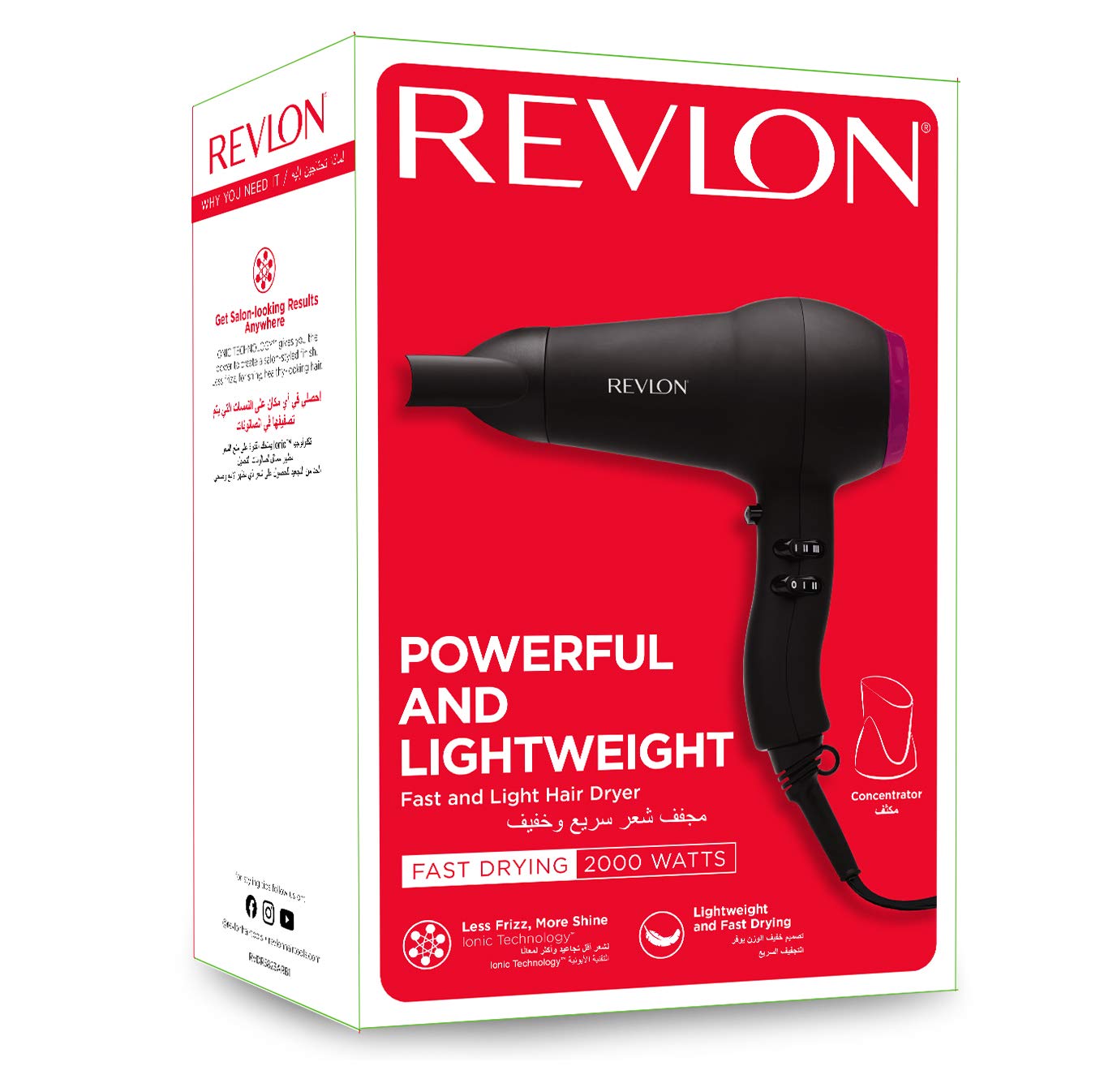 Revlon RVDR5823 Fast and Light Hair Dryer, 2000W