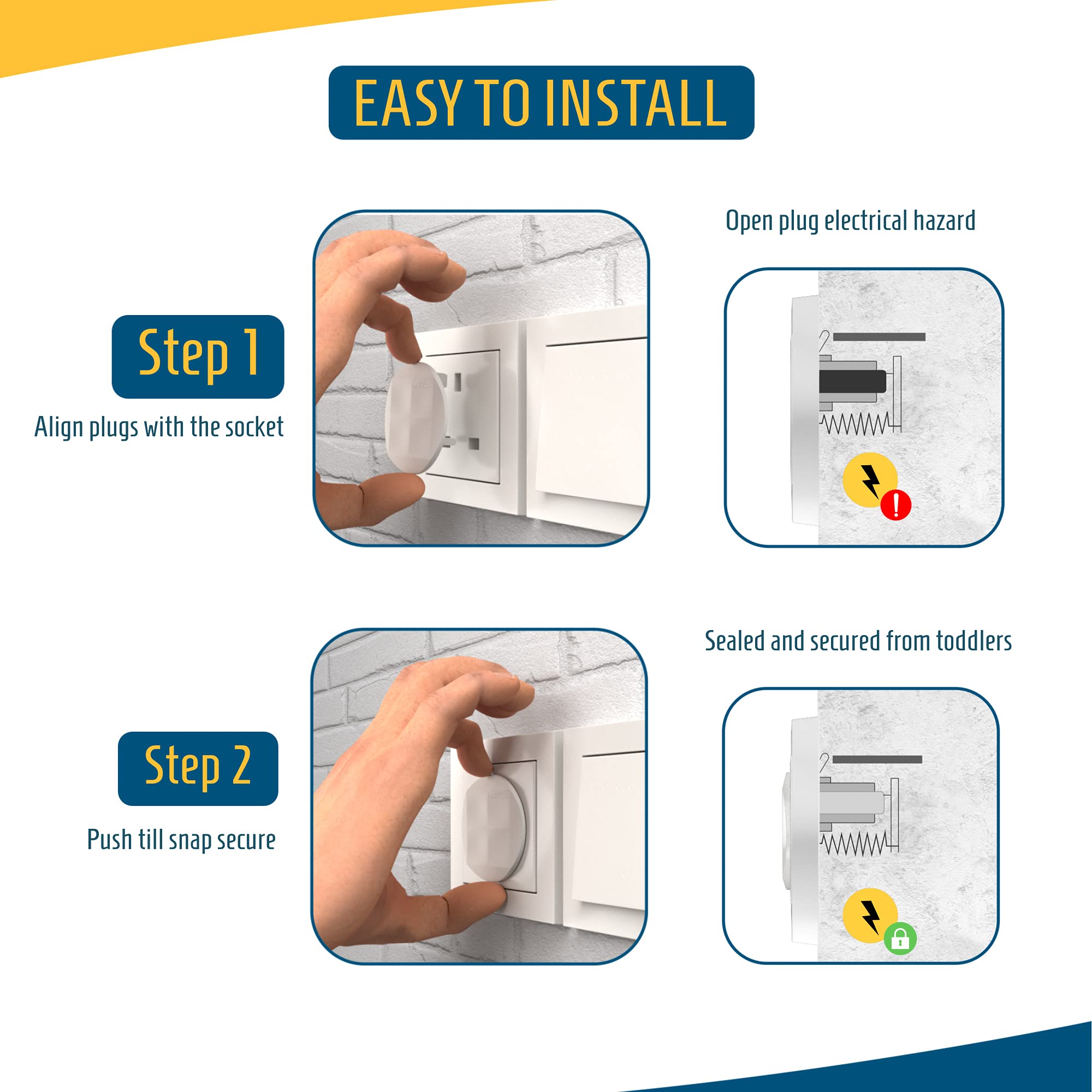 Plug Socket Covers UK, Pack of 10 Premium Baby Safety Socket Protector -Tight Grip 3 Pin White Baby Plug Covers, Perfect for Child Safety at Home & School