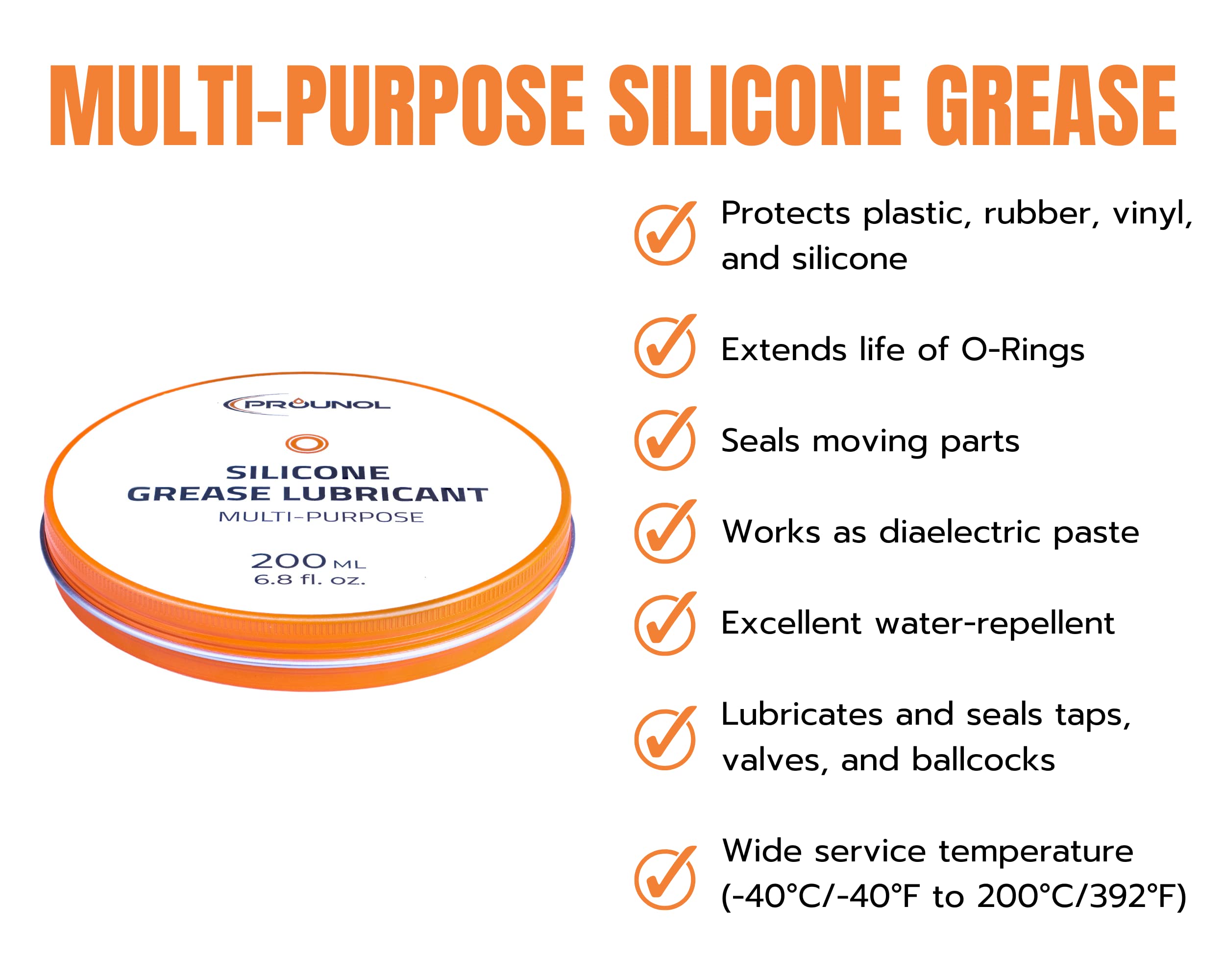 Prounol 100% Silicone Grease, General-Purpose Dielectric Paste, Waterproof HT Rubber Grease (100ml)