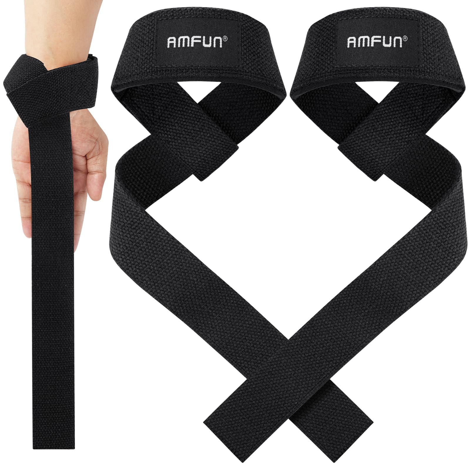 AMFUN 2PCS Lifting Wrist Straps for Weightlifting, Wrist Lifting Straps Grips Band-Deadlift Straps with Neoprene Cushioned Wrist Padded, Perfect for Gym Workouts Deadlifts Powerlifting Bodybuilding