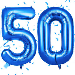 OFFCUP Helium Balloons, 40 Inches Number Balloons 50, Foil Balloons Birthday Balloon Large Numbers Balloons for Birthday Wedding Party Decorations Celebration Supplies (Blue)