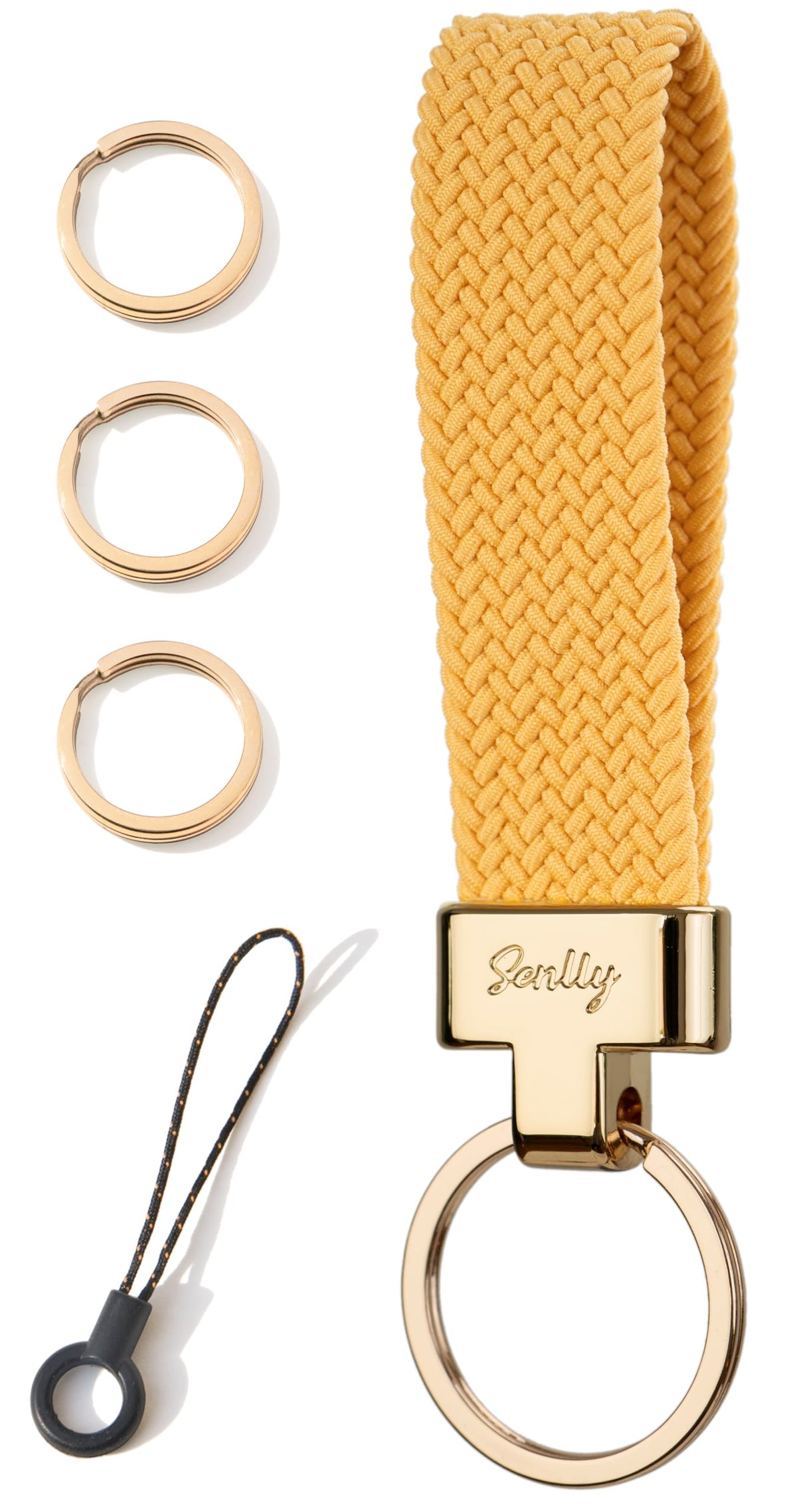 SENLLY Car Keychain, Stretchy Key Holder, Original Elastic Anti-Drop Design Finger Lanyard Strap