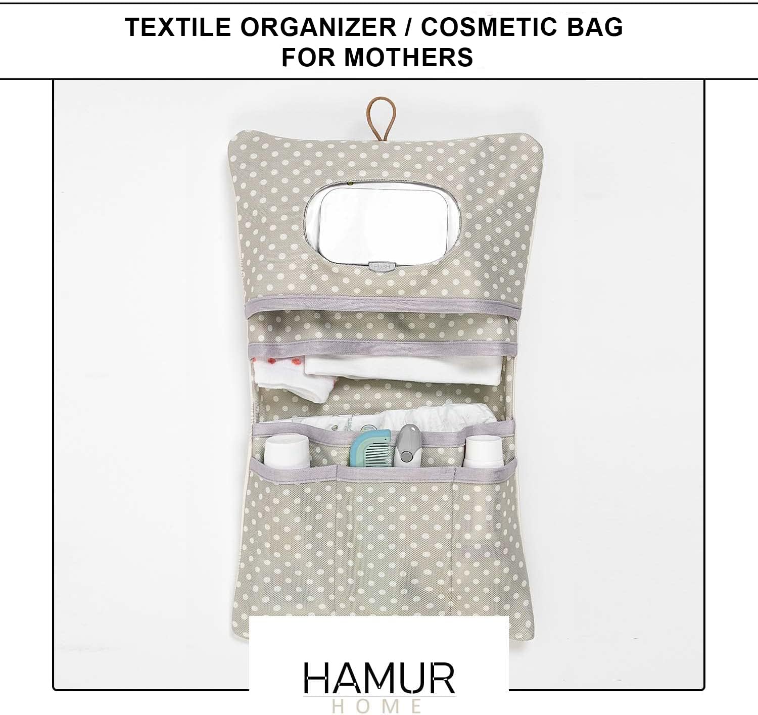 HAMUR HOME Diaper Bag Organizer And Cosmetic Bag 2in1 - Small Diaper Bag For On The Go Mom's Diapers Cream Wipes Baby Organizer (Space)