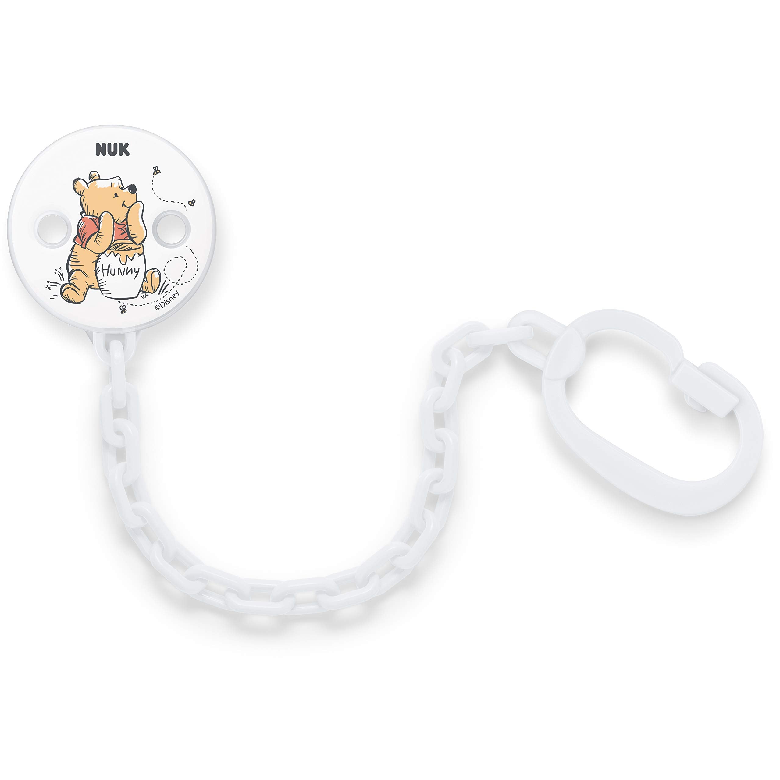 NUK Dummy Clip for Ring Soothers, Resilient and Shatter-Proof Pacifier Chain, Disney Winnie the Pooh