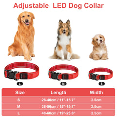 Light Up Dog Collar, Flashing dog collars for dark,LED Dog Collar USB Rechargeable & Waterproof with 3 Flashing Modes, Super Bright Flashing Adjustable Dog Collar for Large Dog