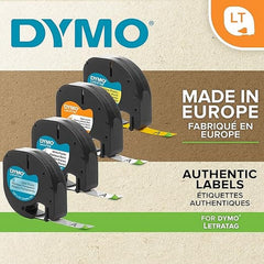 DYMO LetraTag Plastic Labels Black Print on Clear Labels 12 mm x 4 m Roll Authentic Self-Adhesive Multipurpose Labels for LetraTag Label Makers