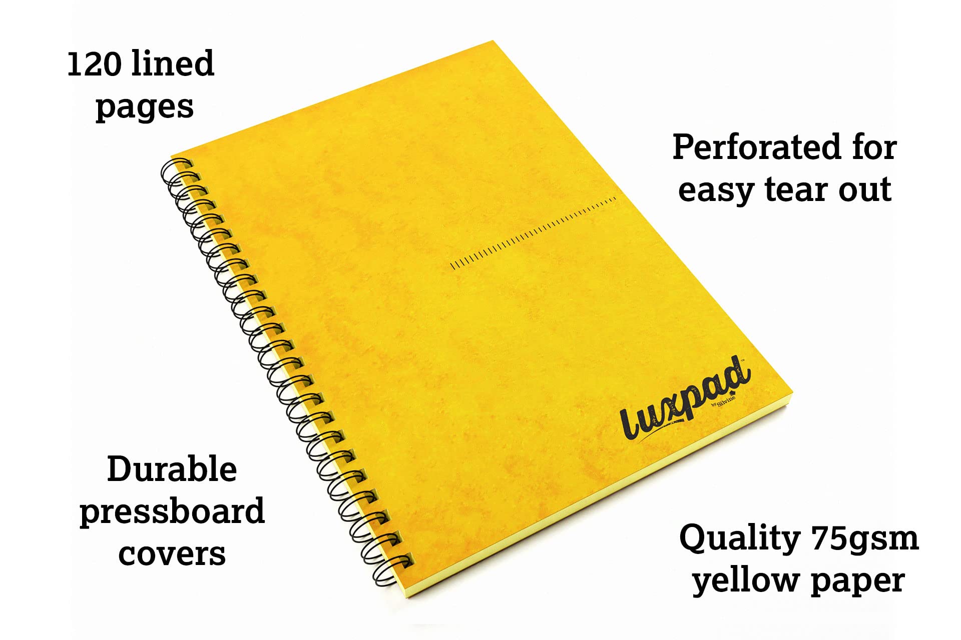 Silvine Luxpad A5 Memory Aid Yellow Paper Notebook - Lined (120 Pages)