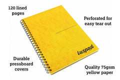 Silvine Luxpad A5 Memory Aid Yellow Paper Notebook - Lined (120 Pages)