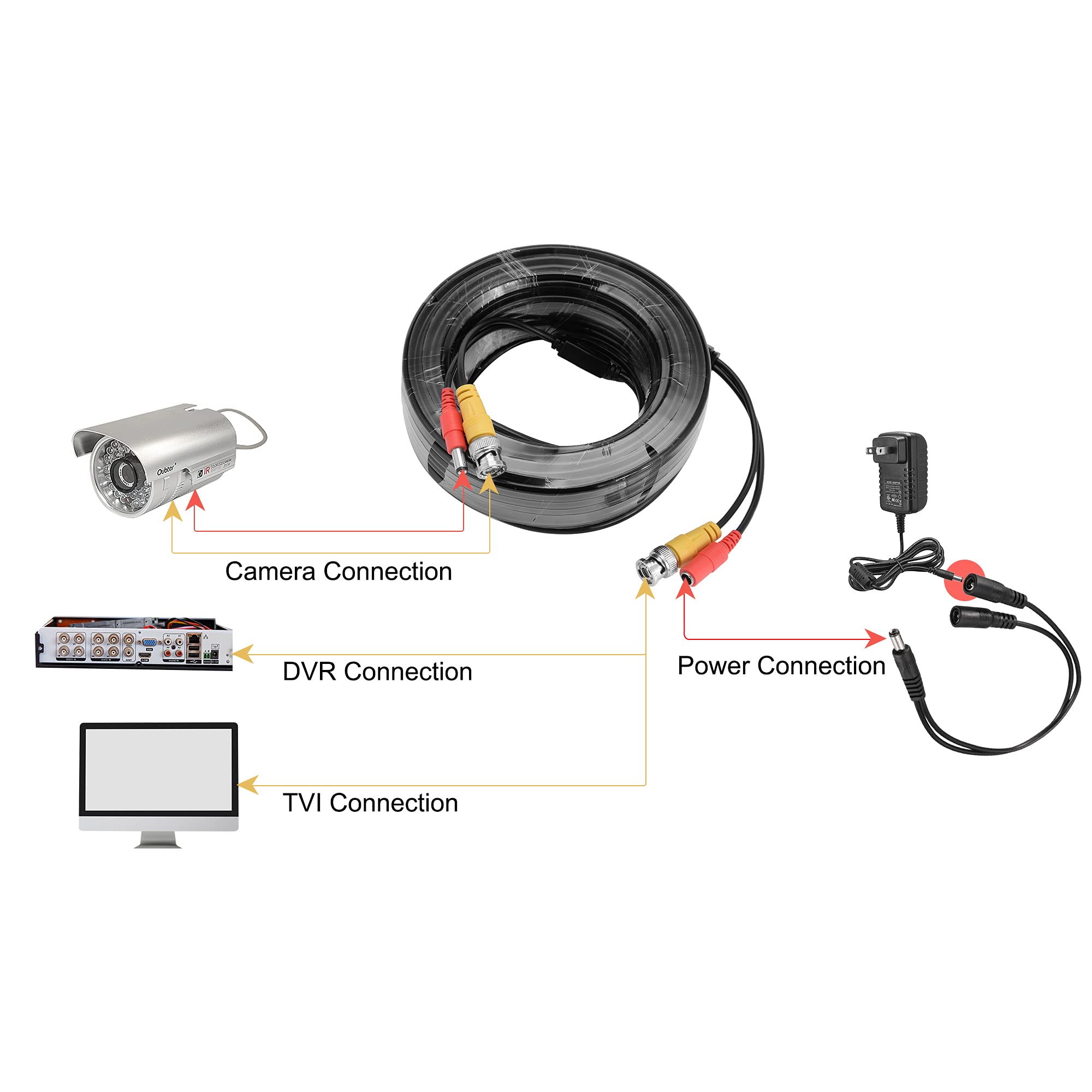 sourcing map 1 Male to 2 Female 5.5mm x 2.1mm 32cm DC Power Splitter Cable for Router, LED Lights & More Electronics Devices