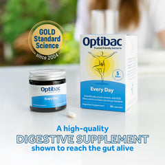 Optibac Probiotics Every Day - Digestive Probiotic Supplement with 5 Billion Bacterial Cultures & FOS Fibres - 90 Capsules