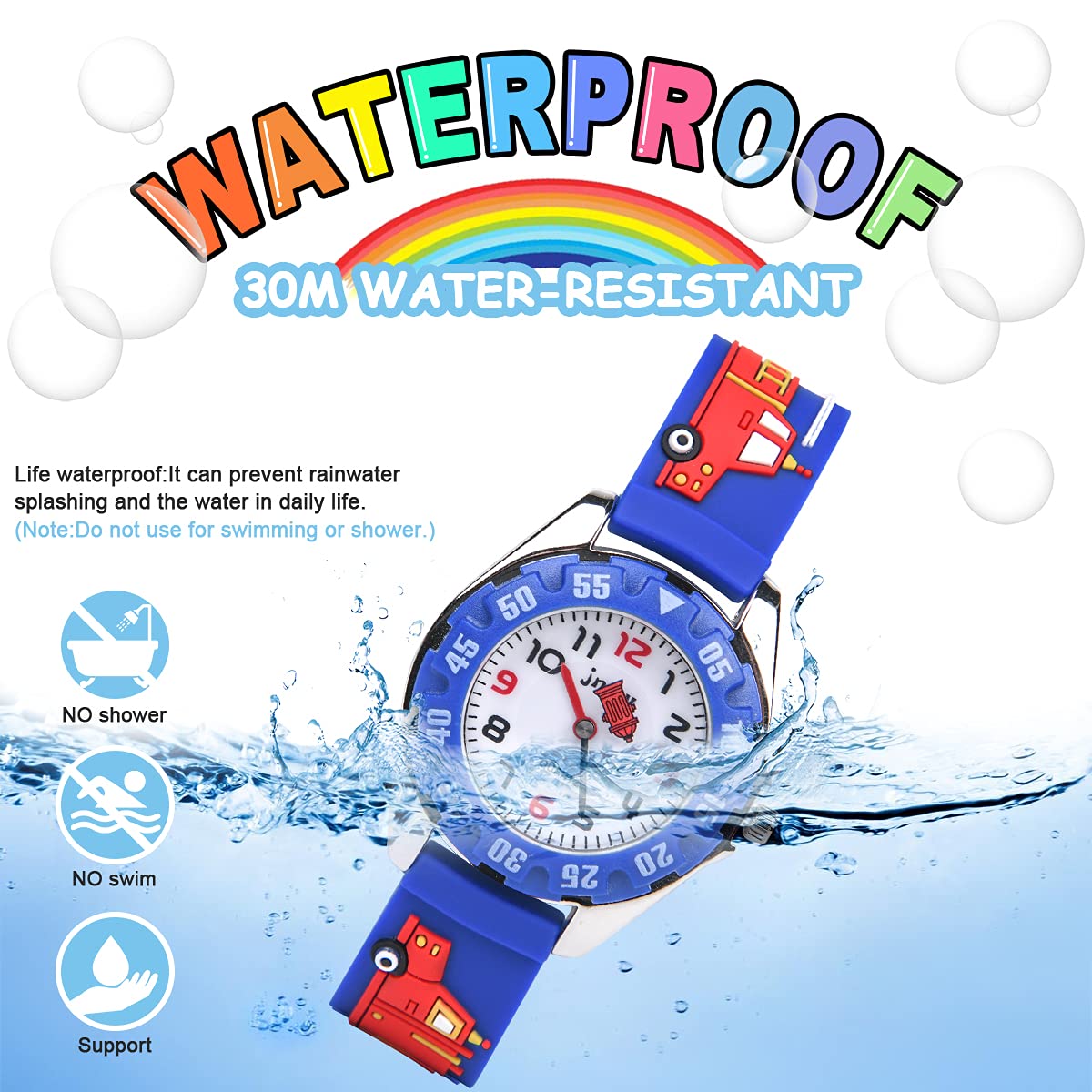 Vicloon Kids Watch, Girls Watch Waterproof 3D Cute Cartoon Toy Silicone Band Wristwatch Childrens Watches Gift for Girls Boys Age 3-11 Years Old