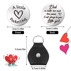 cobee Pocket Hug Token, Encouragement Long Distance Relationship Keepsake Stainless Stell Double Sided Inspirational Pocket Hug Token Gift with Leather Keychains for Family, Friends, Lovers(Style-H)