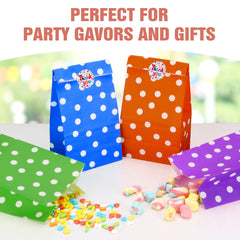 Party Bags,Sumwitum 20PCS Gift bags for kids party(130X 80 X 240mm),8 Colors Flat Bottom Kraft Paper Bag with 24 (thank you) Stickers Suitable for Christmas Halloween Birthday Wedding Party