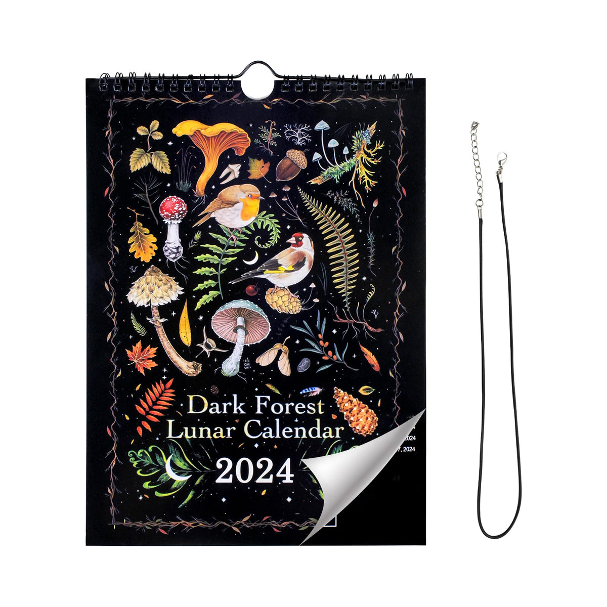 MultiValue Dark Forest Lunar Calendar 2024, Black Wall Calendar UK Creative Funny Dark Forest Calendar Planner 2024 Calendar Family Organiser Calendars for Home, Office (02#)