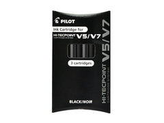 Pilot V5 Cartridge System Liquid Ink Rollerball, 0.5 mm Tip Single Pen with 3 Free Refills - Black