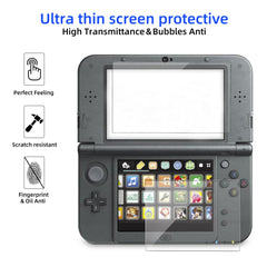 Screen Protector for New 3DS XL, 2 Pack Tempered Glass Top LCD for Top Screen and HD Clear Crystal PET Film Compatible Bottom Screen Protective Filter Compatible with Nintendo 3DS XL/New 3DS XL