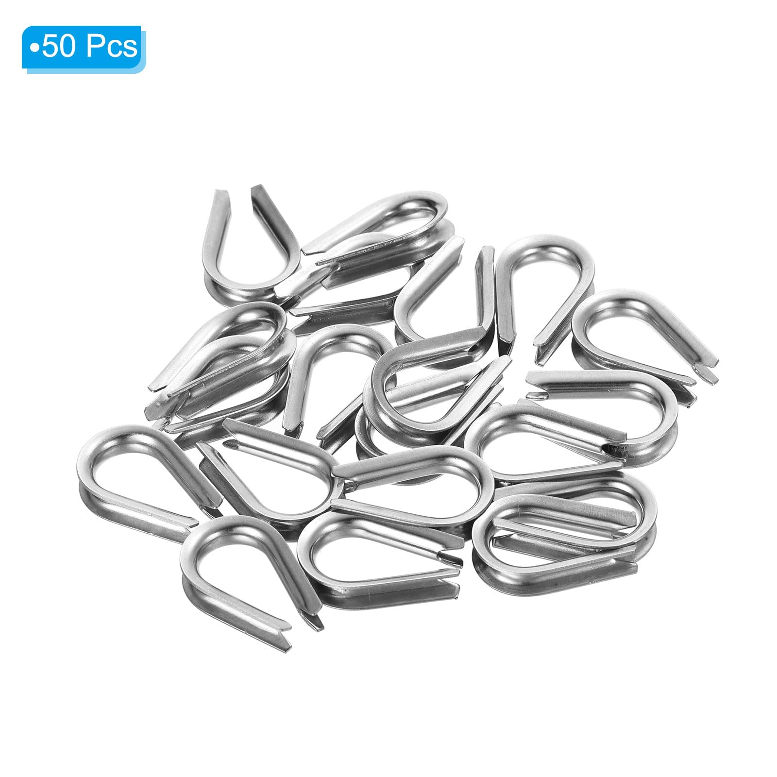 PATIKIL M4 Stainless Steel Thimble, 50 Pack Wire Rope Thimbles for 5/32 inches Diameter Wire Rope Cable Rigging