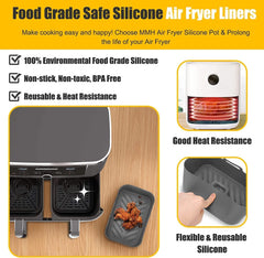 Silicone Air Fryer Liners for Ninja Air Fryer Dual Pack of 2, Reusable Air Fryer Silicone Liner for Ninja Air Fryer Accessories, Airfryer Liners Airfryer Accessories for Ninja Dual Air Fryer