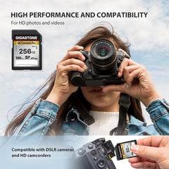 Gigastone 256GB SDXC 4K Camera Pro Series Memory Card - Up to 100MB/s Transfer Speed - Compatible with Canon Nikon Sony Camcorder, A1 V30 UHS-I Class 10 Camera for 4K UHD Video