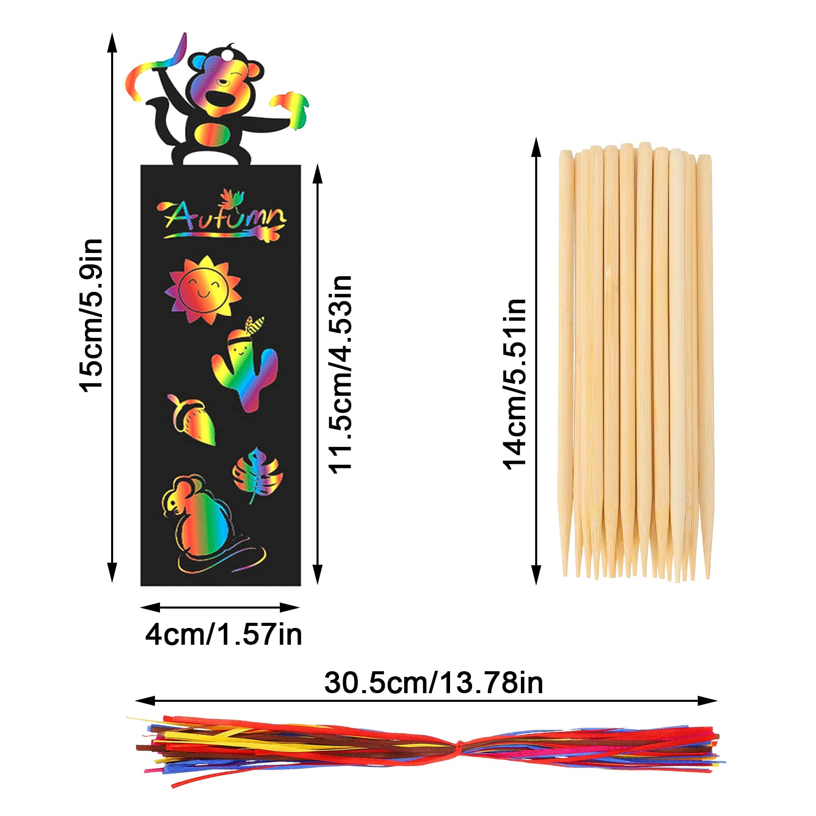 Fuyamp 48 PCS Scratch Art Bookmarks Set for Kids, Scratch Art for Kids Animal Rainbow Scratch Art Bookmarks, Rainbow Art Scratch Bookmarks for Kids Party Handcraft Activities