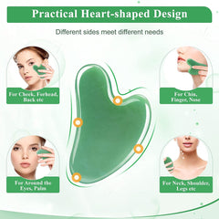 Gua Sha Facial Tools, Jade Gua Sha Stones Massage Scraping for Physical Therapy and SPA Acupuncture Therapy Used for Face, Eyes, Neck and Body (Green 2 Pcs)