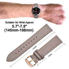 ANNEFIT Watch Band 21mm with Rose Gold Buckle - Classic Oil Wax Leather Quick Release Watch Strap (Grey)