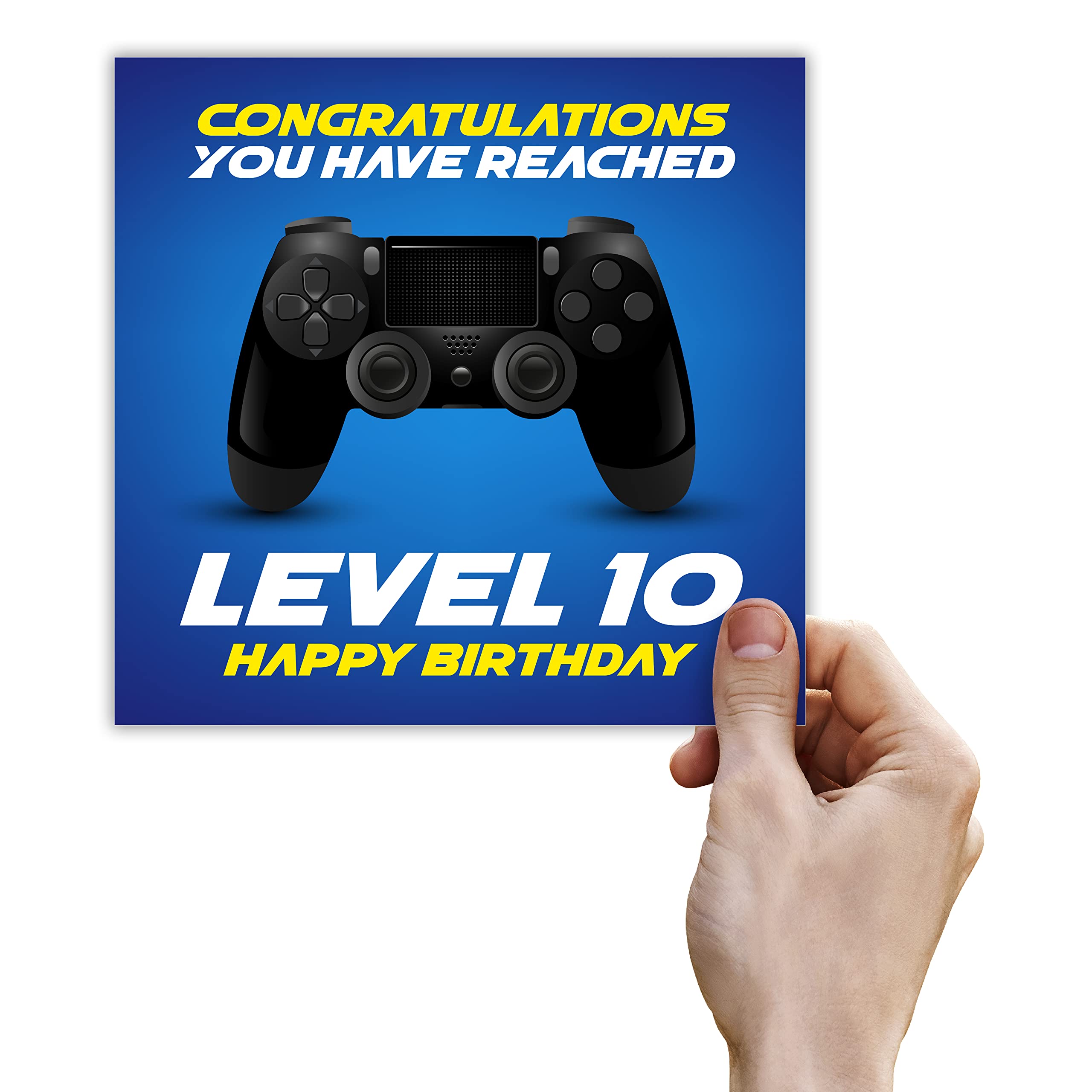 Punkcards 10th Birthday Card - Gamer Birthday Card - Congratulation You Have Reached Level 10 Happy Birthday - Birthday Cards - Age 10th Ten Tenth - Video Gaming Card