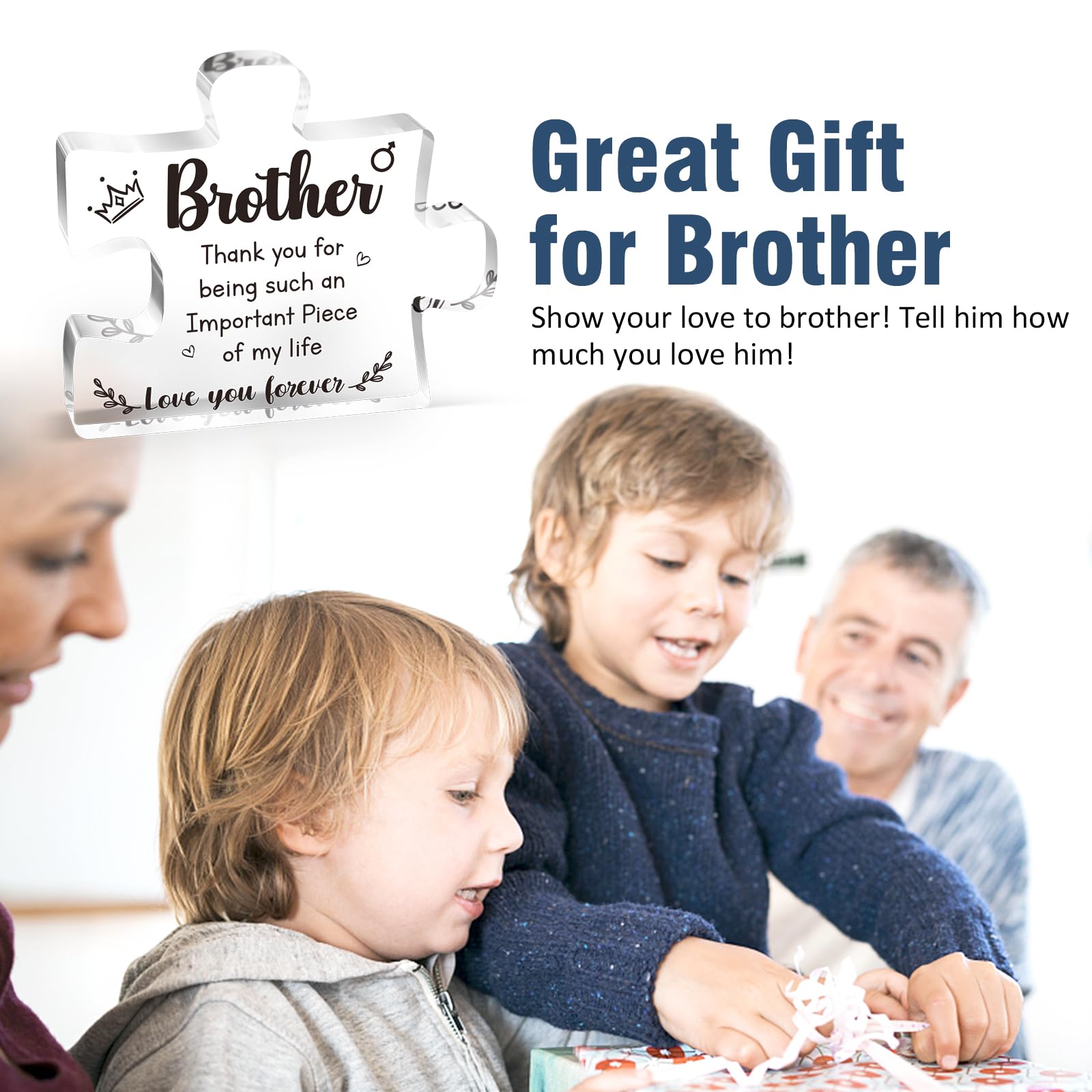 gftygftry Brother Gifts - Puzzle Shaped Acrylic Plaque, Big Brother Gifts   Brother in Law Birthday Gift, Brother Birthday Gifts for Him, Birthday Gifts for Brother, Brother Gifts from Sister