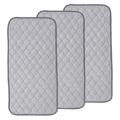 3 Pack Waterproof Changing Pad, Changing Mat Liners Quilted, Softer Bamboo Cotton Washable Changing Pad, Reusable Portable Travel Changing Pad with Removable Cloth Changing Table Dark Gray