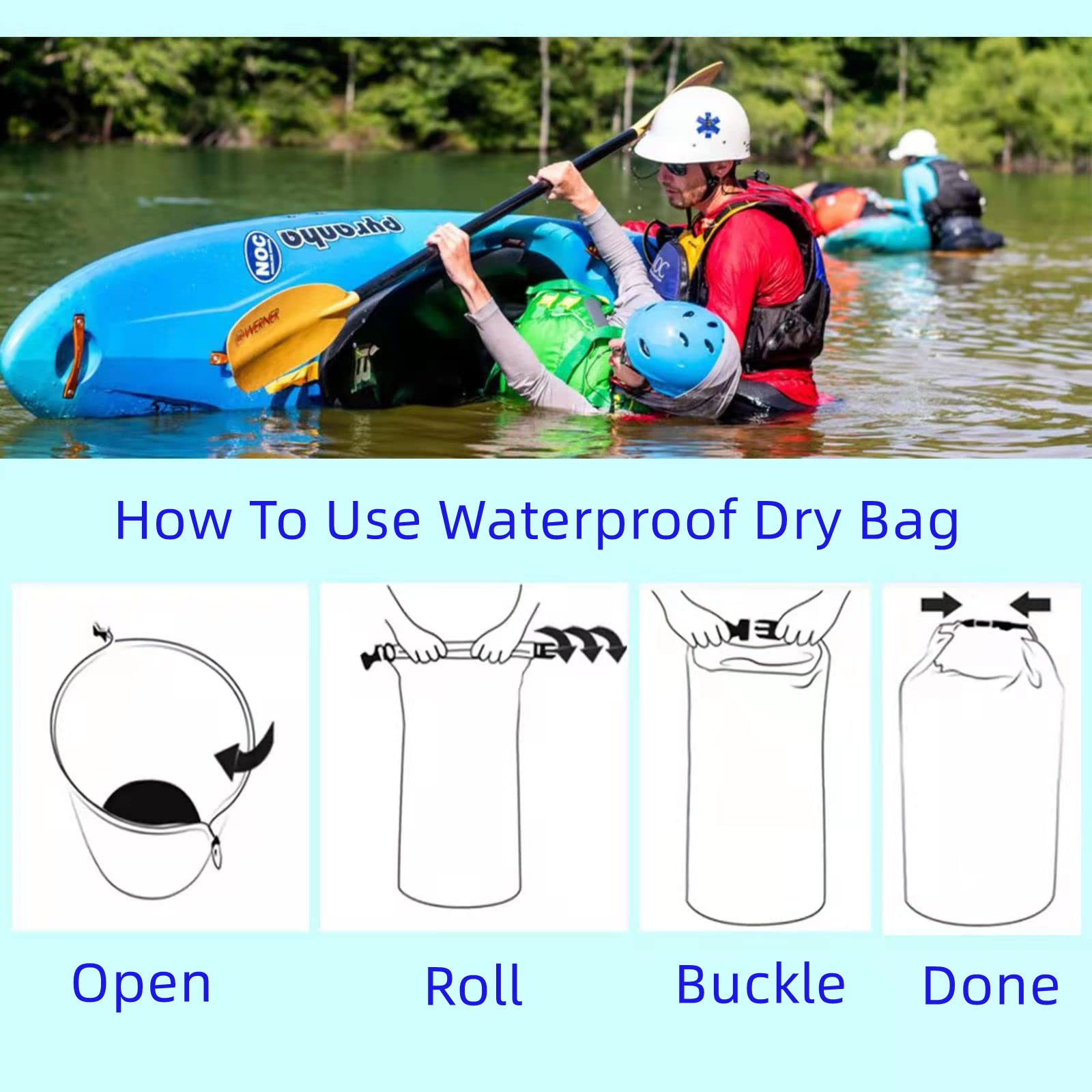 10L/20L/40L/70LWaterproof Dry Bag, Lightweight Canoe Bags Storage Bags,Dry Sacks Waterproof Bags for Kayaking Rafting Boating Hiking Camping Travel Fishing Sea Swimming Boating (10L, Orange)