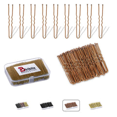 Biribila 150 PCS - U Shaped Hair Pins For Buns, 6 cm - Wavy Design Buns Bobby Pins, Bun Pins For All Hair Types (Brown)