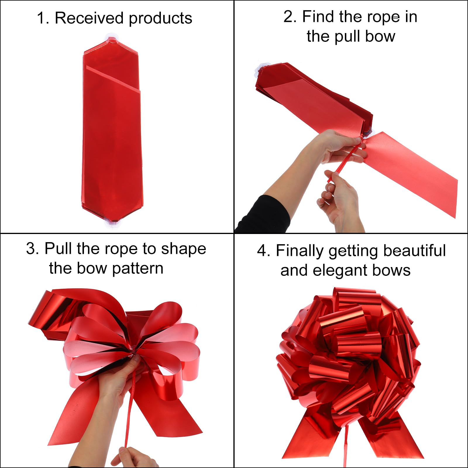 sourcing map 5pcs 4 Inch Organza Large Pull Bow Metallic Gift Wrapping Bows Ribbon Chiffon Yarn Gold for Wedding Presents Baskets Christmas